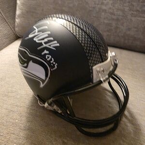 Black Football Helmet with Signature